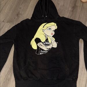 Black Hoodie with Tattooed Alice Graphic